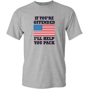 imageFeelin Good Tees If Youre Offended Flag Political Patriotic America TShirtSport Grey
