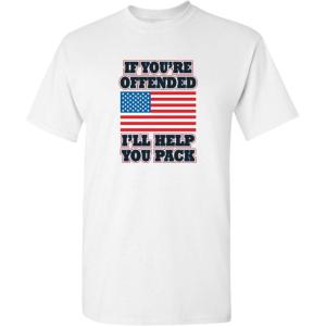 imageFeelin Good Tees If Youre Offended Flag Political Patriotic America TShirtWhite