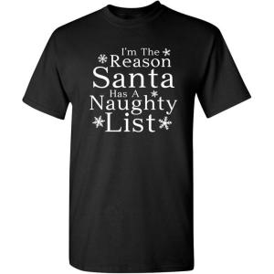 imageSanta Naughty Christmas Graphic Sarcastic Novelty Funny T ShirtBlack