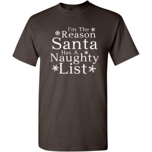 imageSanta Naughty Christmas Graphic Sarcastic Novelty Funny T ShirtBrown