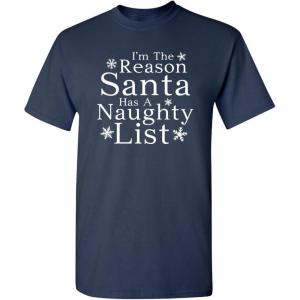 imageSanta Naughty Christmas Graphic Sarcastic Novelty Funny T ShirtNavy