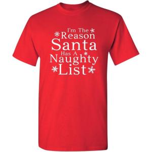imageSanta Naughty Christmas Graphic Sarcastic Novelty Funny T ShirtRed