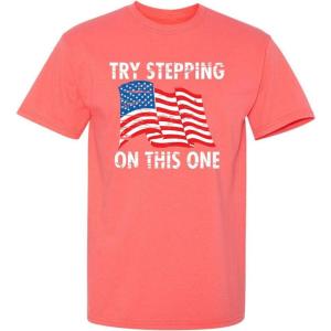 imageTry Stepping On This One Adult Humor Graphic Novelty Sarcastic Funny T ShirtCoral