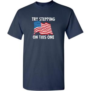 imageTry Stepping On This One Adult Humor Graphic Novelty Sarcastic Funny T ShirtNavy