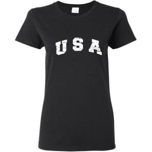 imageUSA Patriotic America for Dad 4th of July Fun Funny Ladies TshirtBlack