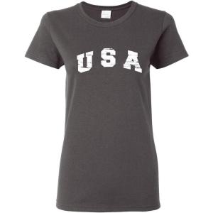 imageUSA Patriotic America for Dad 4th of July Fun Funny Ladies TshirtCharcoal
