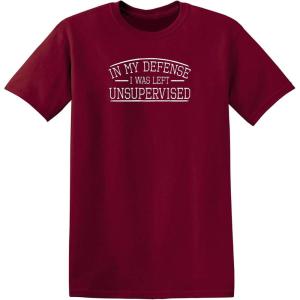 imagein My Defense I was Left Unsupervised Novelty Gag Gift Funny T Shirt for AnyoneGarnet