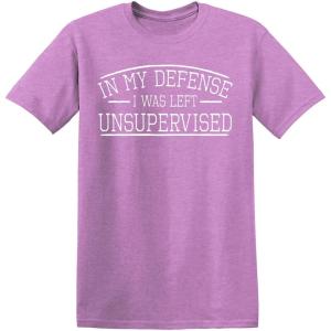 imagein My Defense I was Left Unsupervised Novelty Gag Gift Funny T Shirt for AnyoneHeather Orchid