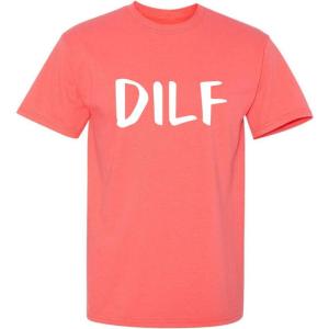 imageDILF Father Dad Graphic Novelty Sarcastic Funny T ShirtCoral
