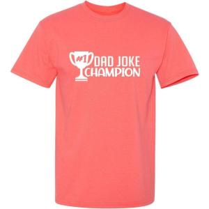 imageDad Joke Champion Father Pops Joker Comedy Novelty Mens Gift Funny T ShirtCoral