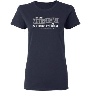 imageIm not AntiSocial Sarcastic Graphic Novelty Cool Womens Funny T ShirtNavy