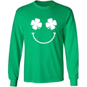 imageFeelin Good Tees Clover Happy Face St Patricks Day Irish St Paddy Holiday Smile Happy Funny T ShirtIrish Mls