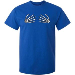 imageSkeleton Hands On Boobs Halloween Graphic Novelty Sarcastic Funny T ShirtRoyal