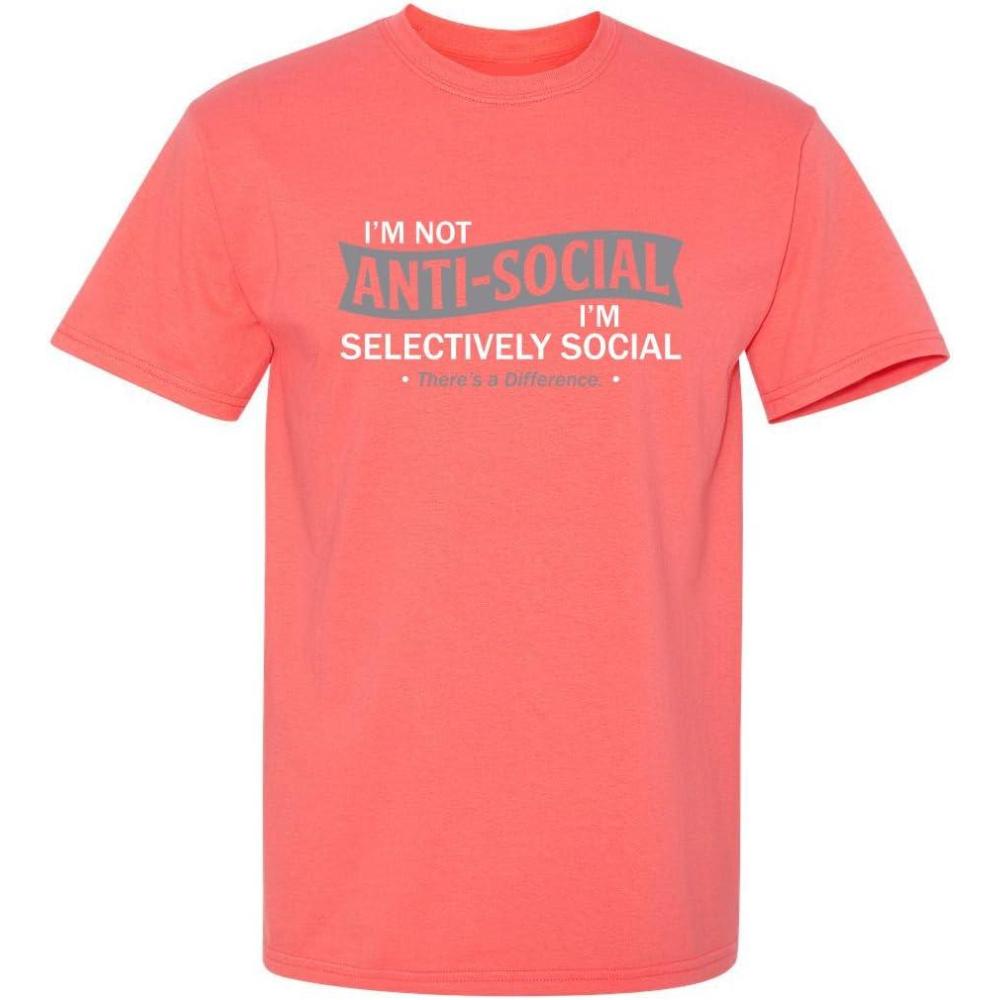 imageIm Not AntiSocial Im Selectively Social Novelty Sarcastic Funny T ShirtCoral
