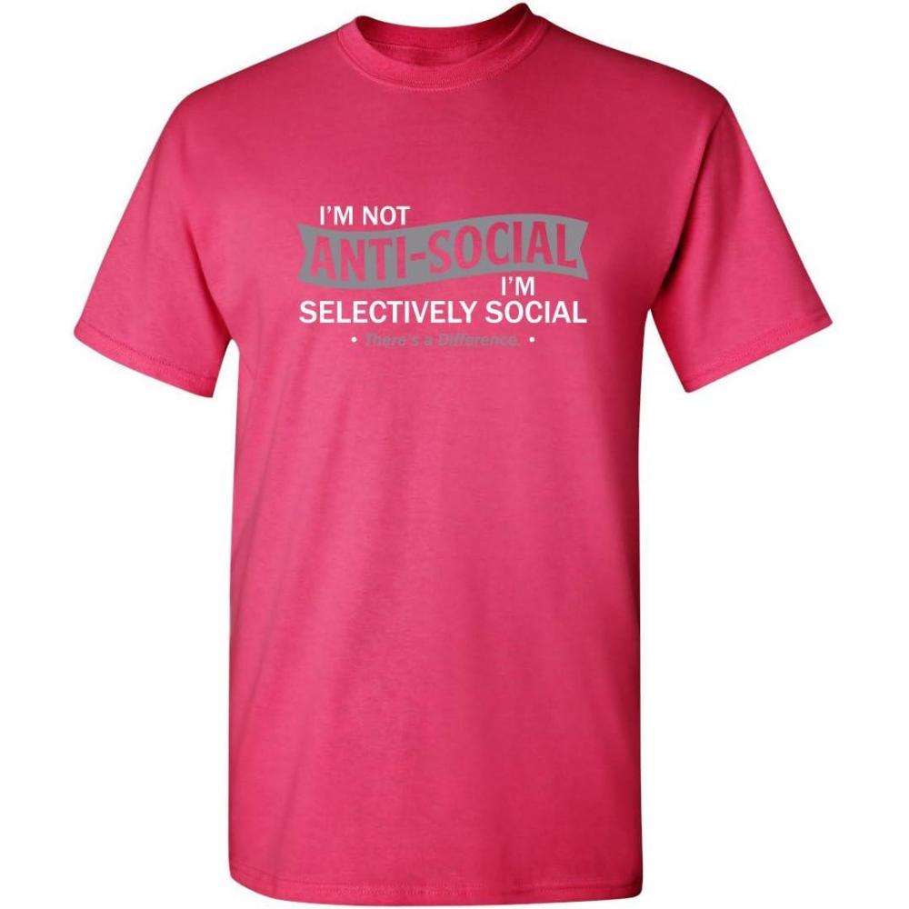 imageIm Not AntiSocial Im Selectively Social Novelty Sarcastic Funny T ShirtPink