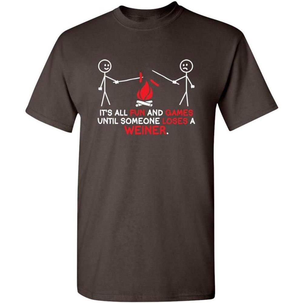 imageIts All Fun and Games Until Funny Novelty Graphic Sarcastic Funny TShirtBrown