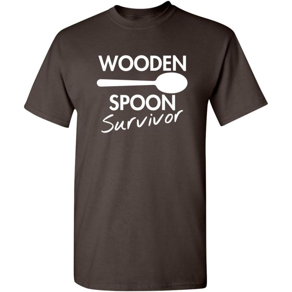 imageWooden Spoon Survivor Adult Humor Mens Graphic Novelty Sarcastic Funny T ShirtBrown