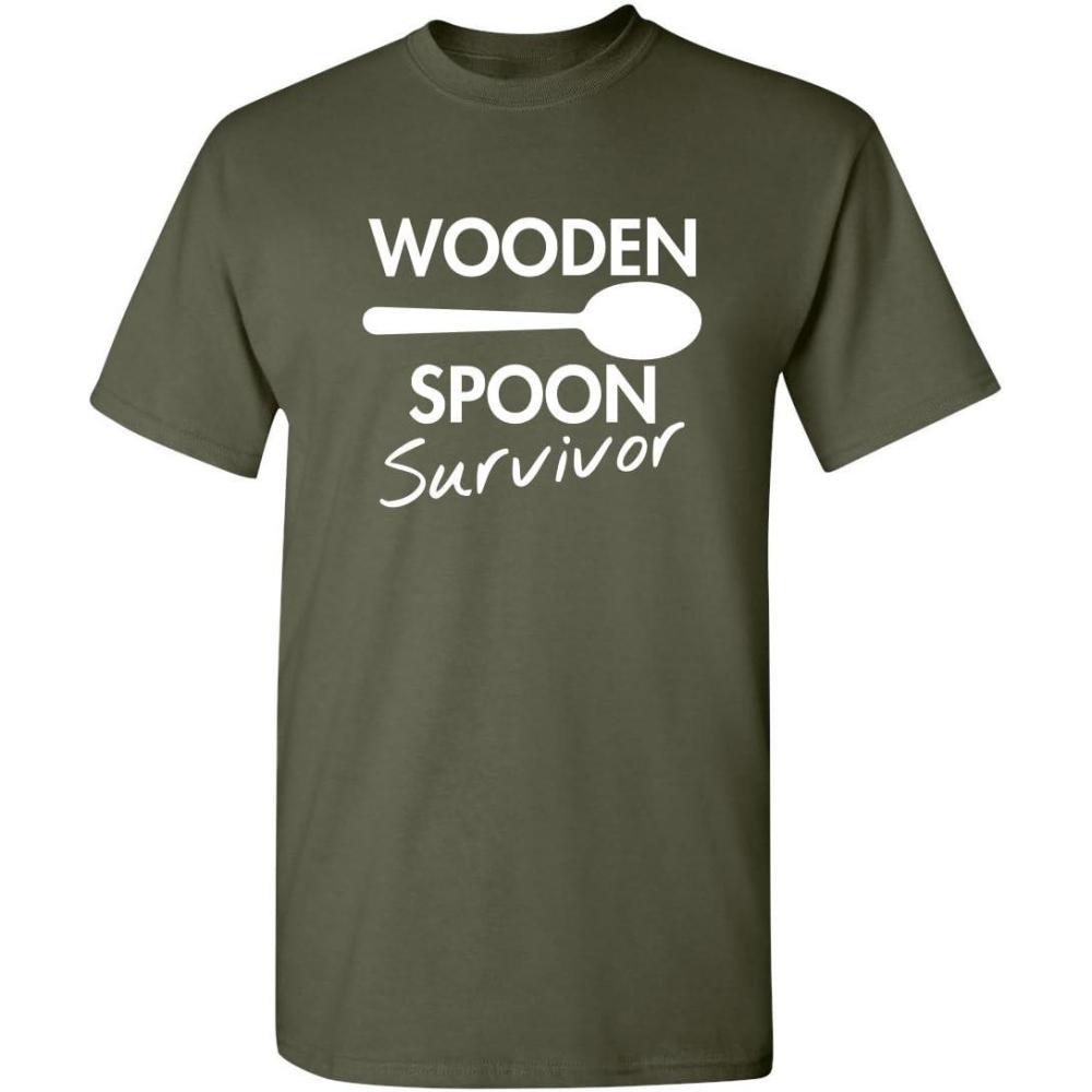 imageWooden Spoon Survivor Adult Humor Mens Graphic Novelty Sarcastic Funny T ShirtMilitary