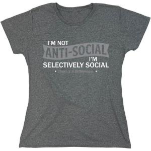 imageIm Not AntiSocial Im Selectively Social Novelty Sarcastic Funny T ShirtHeather Graphite