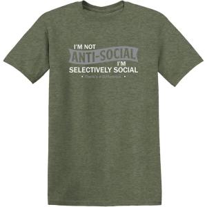 imageIm Not AntiSocial Im Selectively Social Novelty Sarcastic Funny T ShirtHeather Military