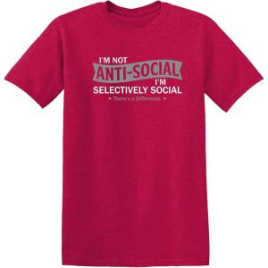 imageIm Not AntiSocial Im Selectively Social Novelty Sarcastic Funny T ShirtHeather Red