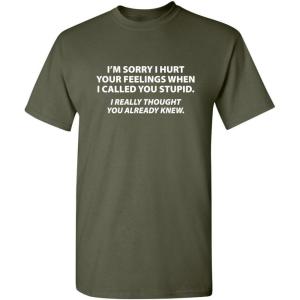 imageYou Stupid I Thought You Knew Humor Graphic Novelty Sarcastic Funny T ShirtMilitary