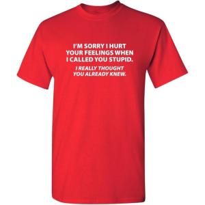 imageYou Stupid I Thought You Knew Humor Graphic Novelty Sarcastic Funny T ShirtRed