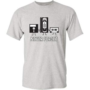 imageNever Forget Mens Cassette Tape VHS Gamer Old School Mens Very Funny T ShirtAsh