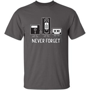 imageNever Forget Mens Cassette Tape VHS Gamer Old School Mens Very Funny T ShirtCharcoal