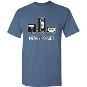 imageNever Forget Mens Cassette Tape VHS Gamer Old School Mens Very Funny T ShirtDusk