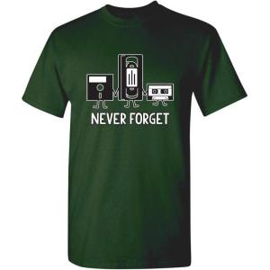 imageNever Forget Mens Cassette Tape VHS Gamer Old School Mens Very Funny T ShirtForest