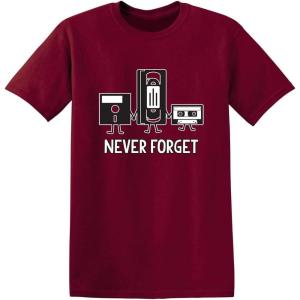 imageNever Forget Mens Cassette Tape VHS Gamer Old School Mens Very Funny T ShirtGarnet