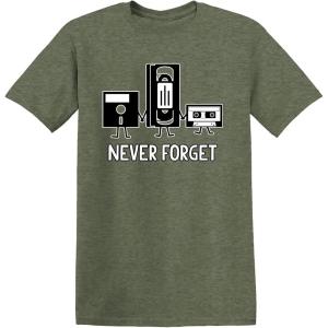 imageNever Forget Mens Cassette Tape VHS Gamer Old School Mens Very Funny T ShirtHeather Military