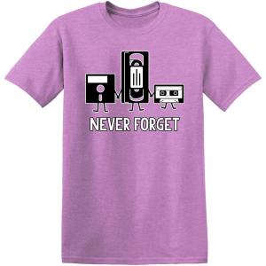 imageNever Forget Mens Cassette Tape VHS Gamer Old School Mens Very Funny T ShirtHeather Orchid