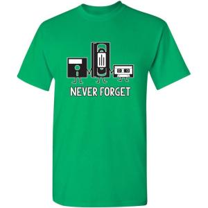 imageNever Forget Mens Cassette Tape VHS Gamer Old School Mens Very Funny T ShirtIrish
