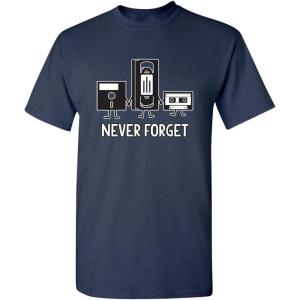 imageNever Forget Mens Cassette Tape VHS Gamer Old School Mens Very Funny T ShirtNavy