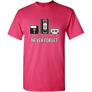 imageNever Forget Mens Cassette Tape VHS Gamer Old School Mens Very Funny T ShirtPink