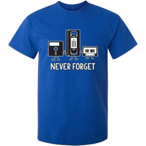 imageNever Forget Mens Cassette Tape VHS Gamer Old School Mens Very Funny T ShirtRoyal