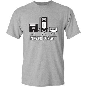 imageNever Forget Mens Cassette Tape VHS Gamer Old School Mens Very Funny T ShirtSport