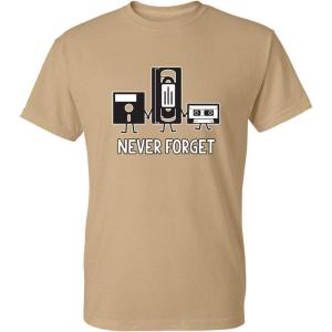 imageNever Forget Mens Cassette Tape VHS Gamer Old School Mens Very Funny T ShirtTan