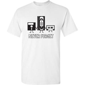 imageNever Forget Mens Cassette Tape VHS Gamer Old School Mens Very Funny T ShirtWhite