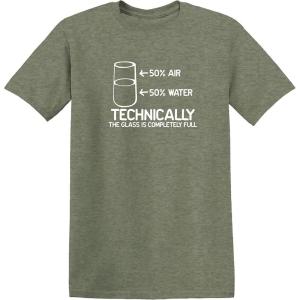 imageTechnically The Glass is Completely Science Funny T ShirtHeather Military