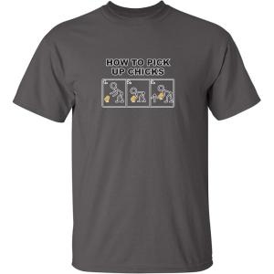 imagePick Up Chicks Graphic Novelty Sarcastic Funny T ShirtCharcoal