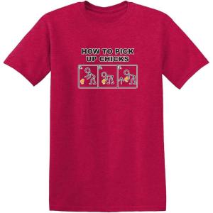 imagePick Up Chicks Graphic Novelty Sarcastic Funny T ShirtHeather Red