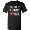 imageYou Find It Offensive I Find It Funny Sarcastic Witty Novelty Funny T ShirtBlack