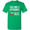 imageYou Find It Offensive I Find It Funny Sarcastic Witty Novelty Funny T ShirtIrish