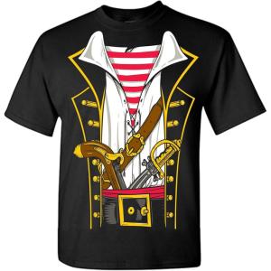 imagePirate T Shirts Costume Skull and Crossbones Halloween Graphic Tees for MenBlack1