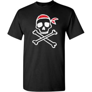 imagePirate T Shirts Costume Skull and Crossbones Halloween Graphic Tees for MenBlack2