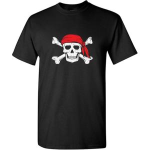 imagePirate T Shirts Costume Skull and Crossbones Halloween Graphic Tees for MenBlack4