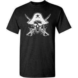 imagePirate T Shirts Costume Skull and Crossbones Halloween Graphic Tees for MenBlack6